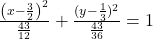 \frac {\left(x-\frac 32\right)^2}{\frac {43}{12}}+\frac {(y-\frac 13)^2}{\frac {43}{36}}=1