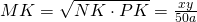 MK=\sqrt{NK \cdot PK}=\frac {xy}{50a}